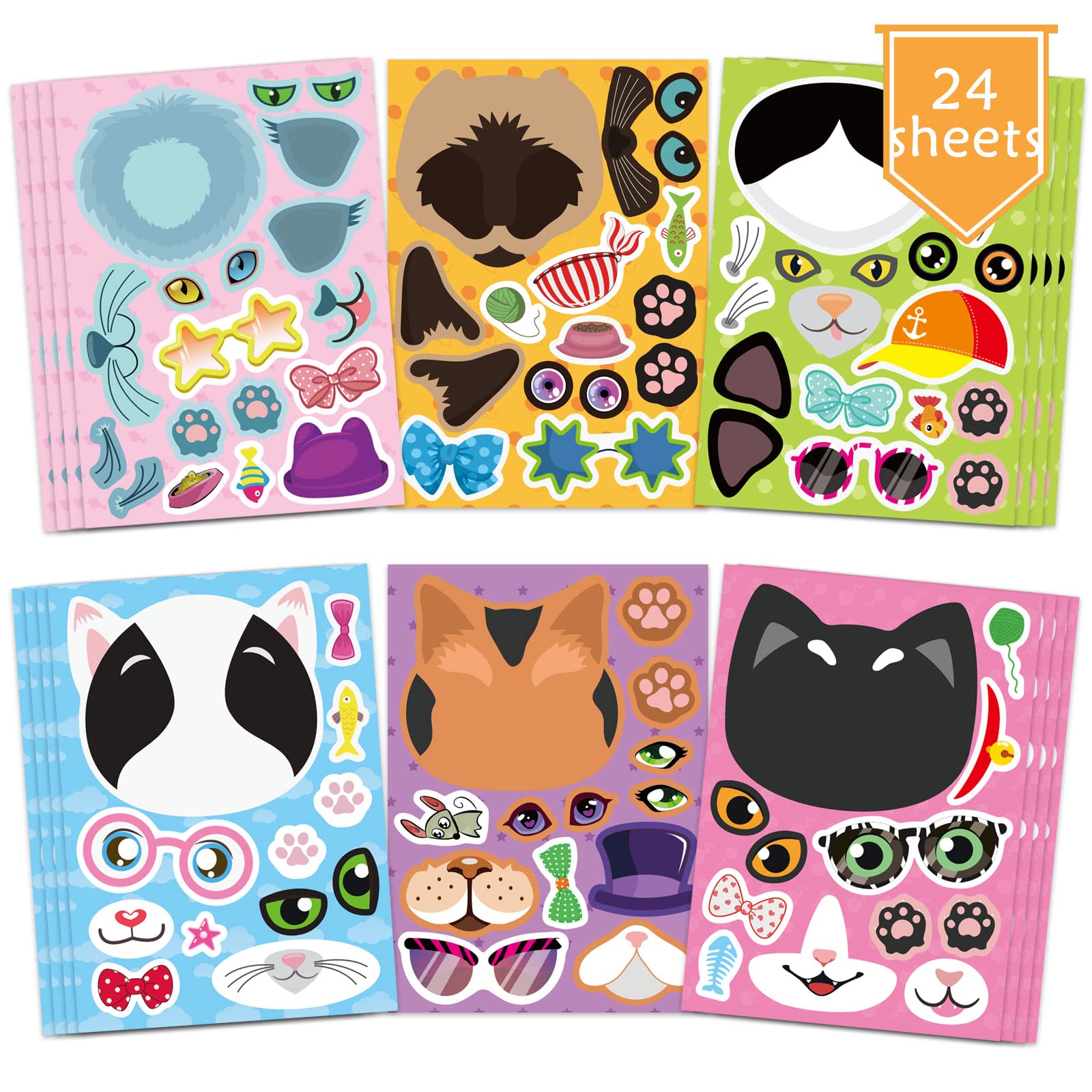 DUJAA cat-face stickers pack for kids crafts and classroom projects.