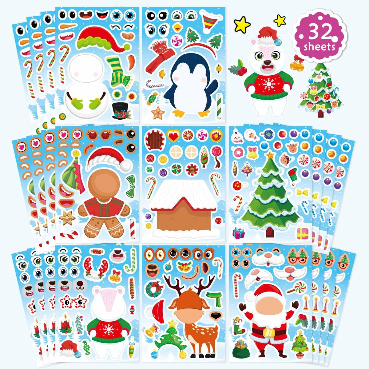 DUJAA Santa designs on festive stickers for cards and crafts