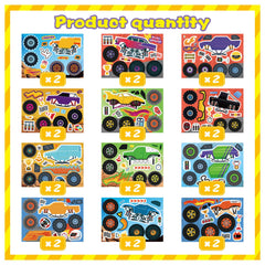 DUJAA colorful monster truck sticker sheets for kids' room decor and crafts