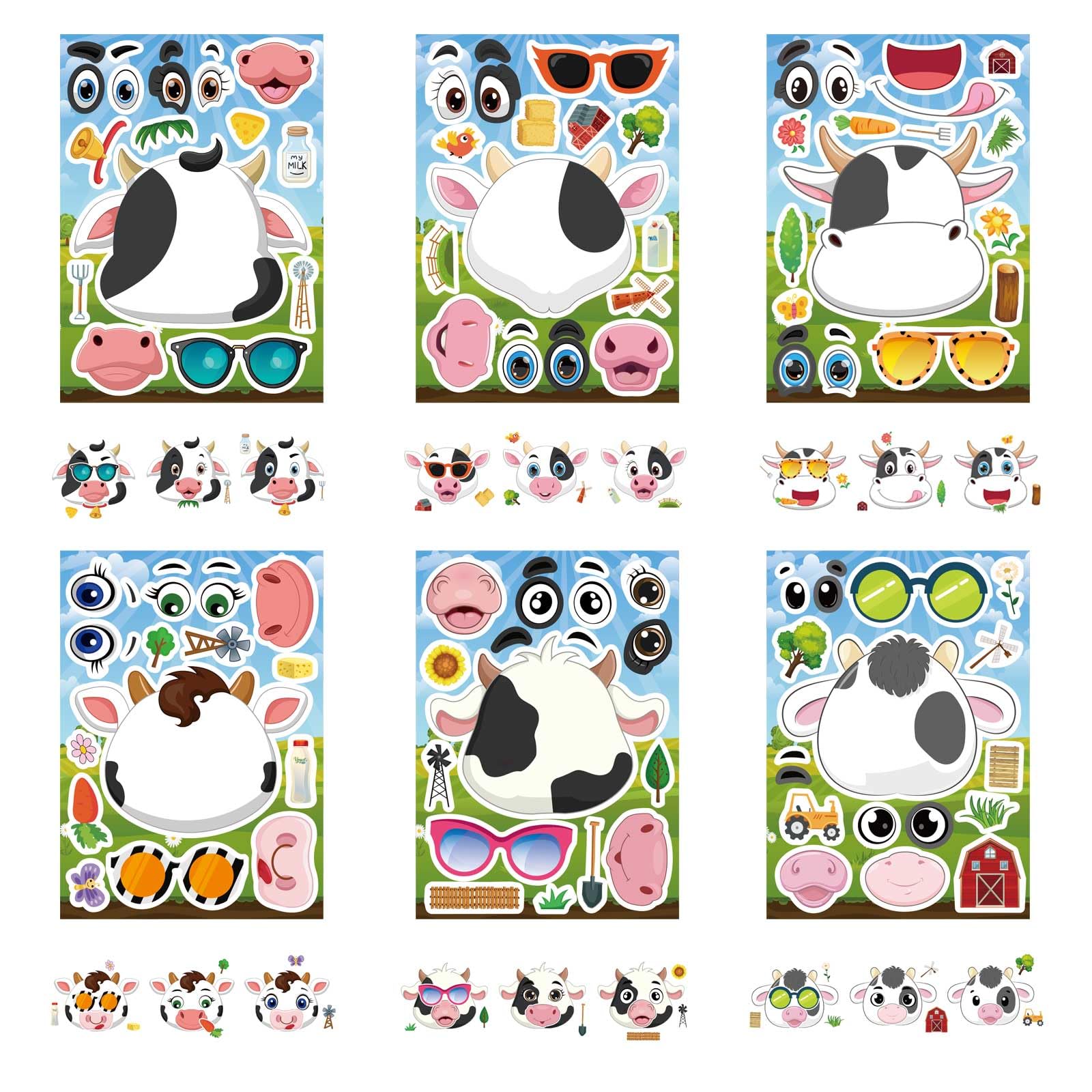 DUJAA cow stickers ideal for classrooms and party decor.