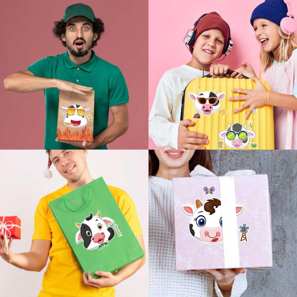 DUJAA cow stickers enhance laptops and water bottles with cute flair.