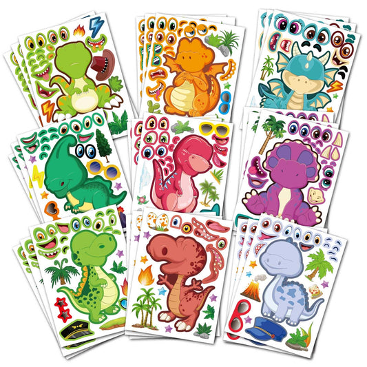 DUJAA 27 sheet dinosaur stickers collection with colorful patterns for kids crafts