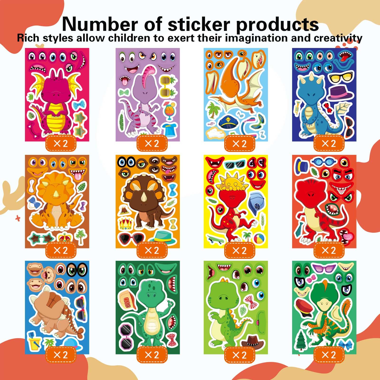 DUJAA dinosaur stickers with eggs and accessories, perfect for creative art projects