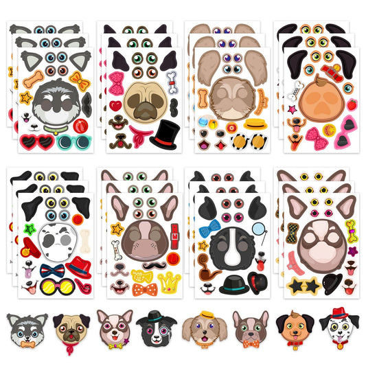DUJAA dogs make a face stickers 24 sheets for creative kids crafts and DIY projects.