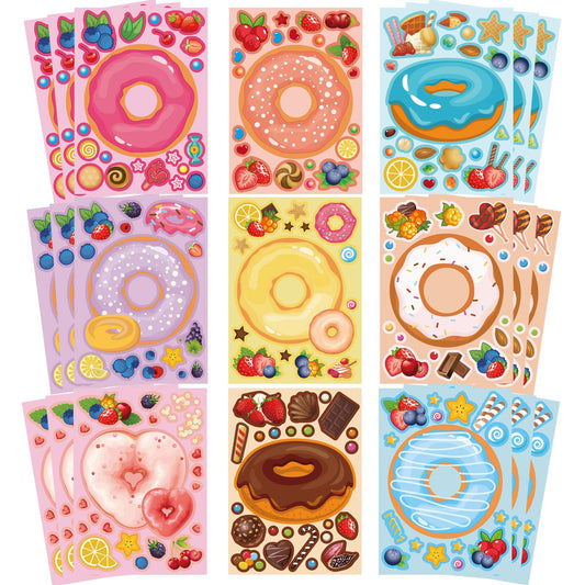 DUJAA donut stickers face set 27 sheets for kids, ideal for creative DIY sticker art.