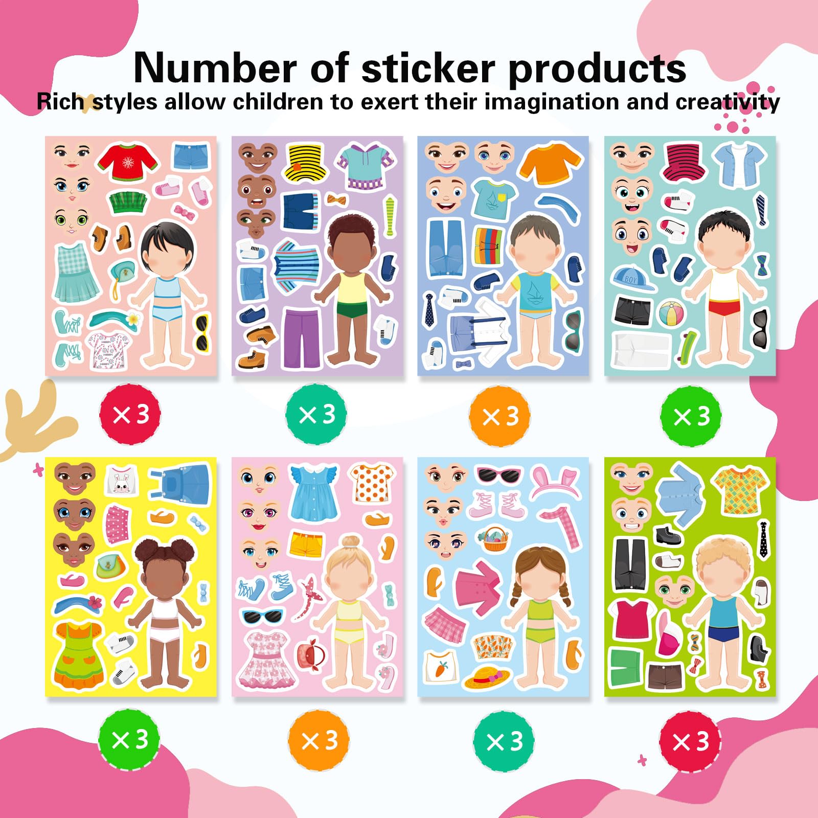 DUJAA Dress Up stickers with hats and dresses for imaginative play