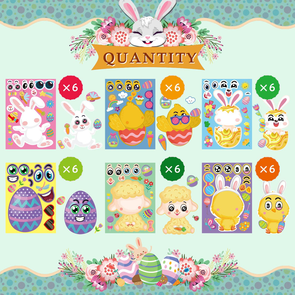 DUJAA Easter bunny design stickers for kids' crafts and Easter egg decorating.