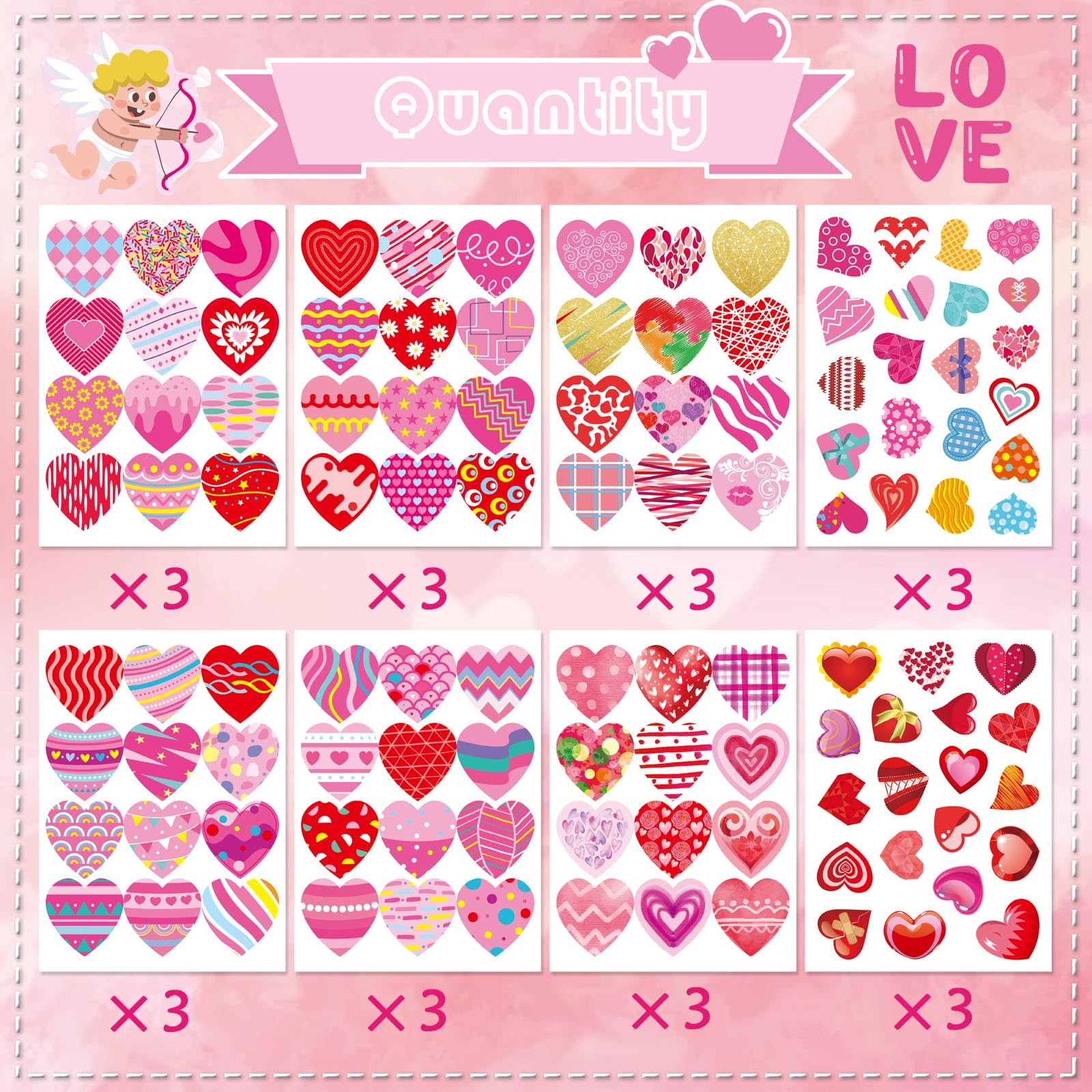 DUJAA glitter heart stickers for gift wrap and DIY projects