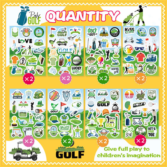 DUJAA golf clubs and balls sticker - perfect for DIY gear themes and sports scrapbooks.