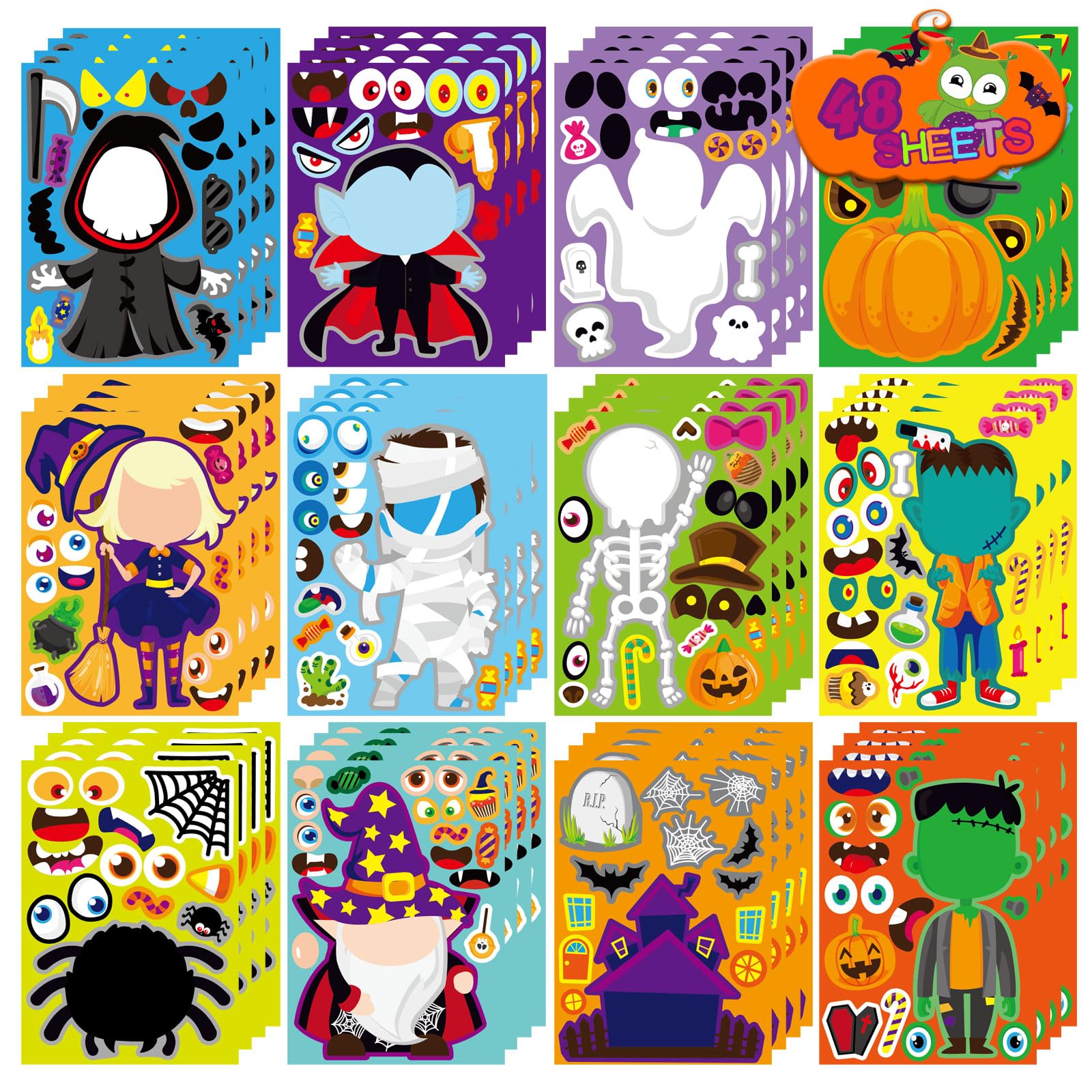 DUJAA Halloween make-a-face stickers pack cover for creative character design sessions