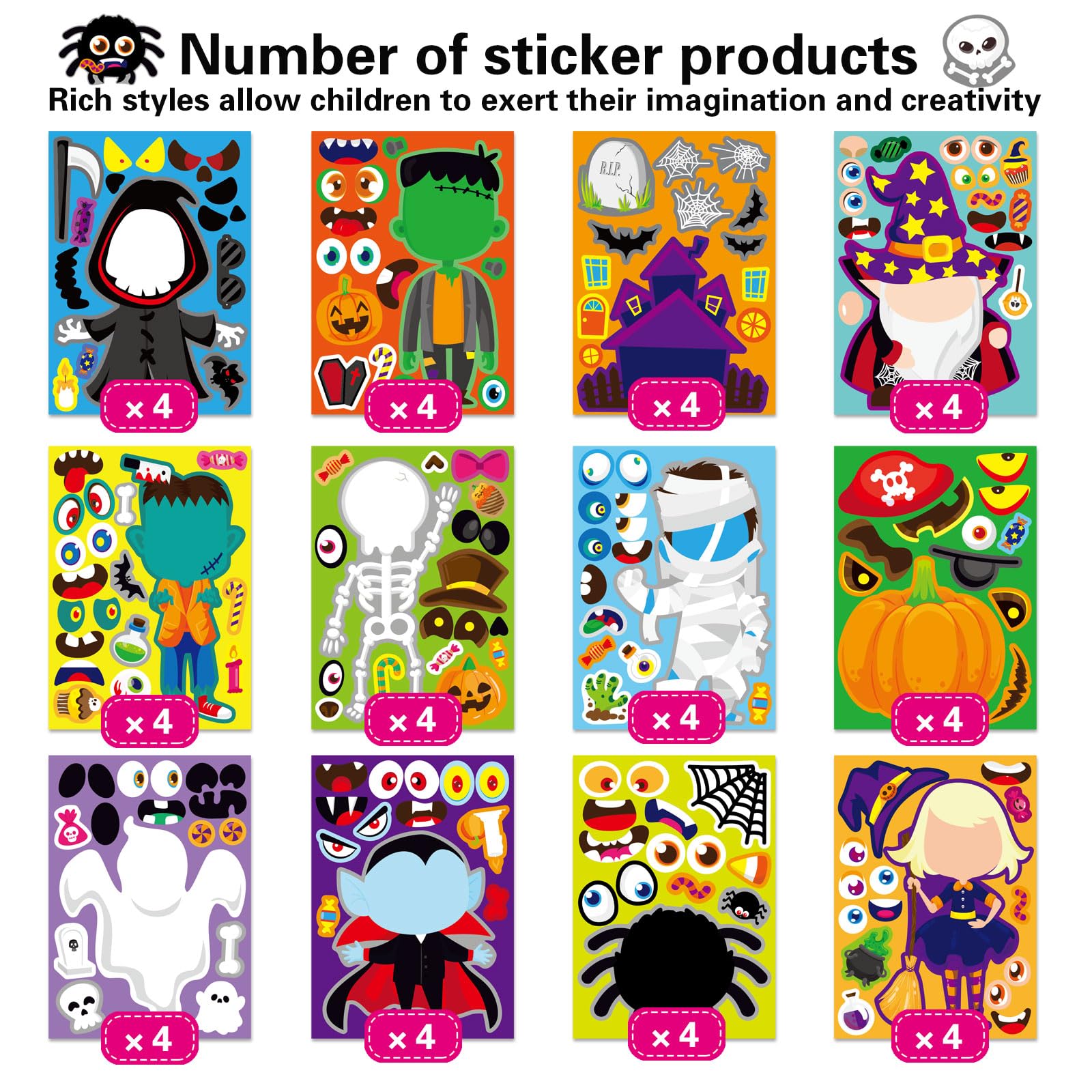 DUJAA Halloween stickers featuring eyes, noses, mouths for playful facial assembly