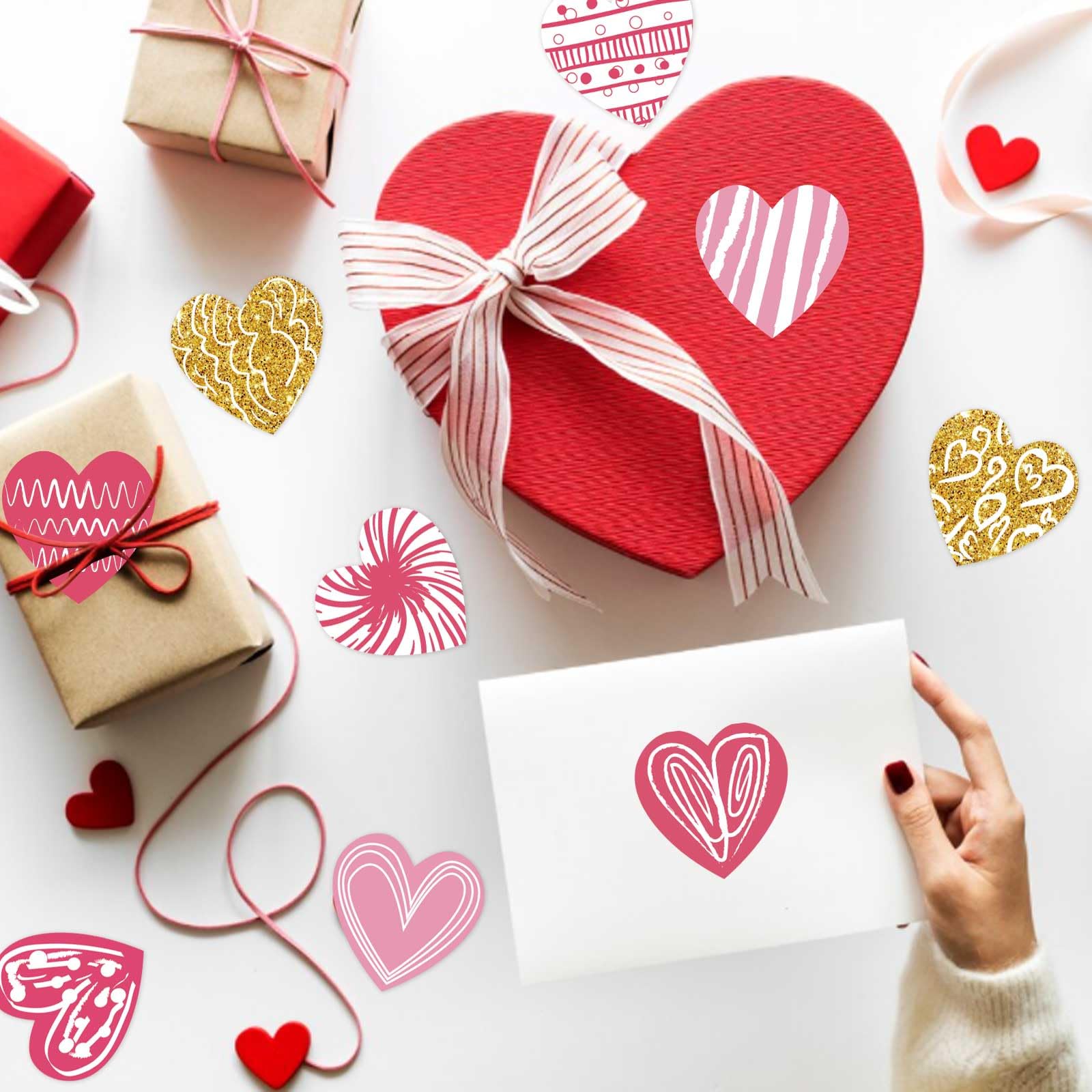 DUJAA heart stickers for gift wrap and party favors