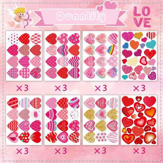 DUJAA heart stickers with glittered patterns for vibrant gift wrap