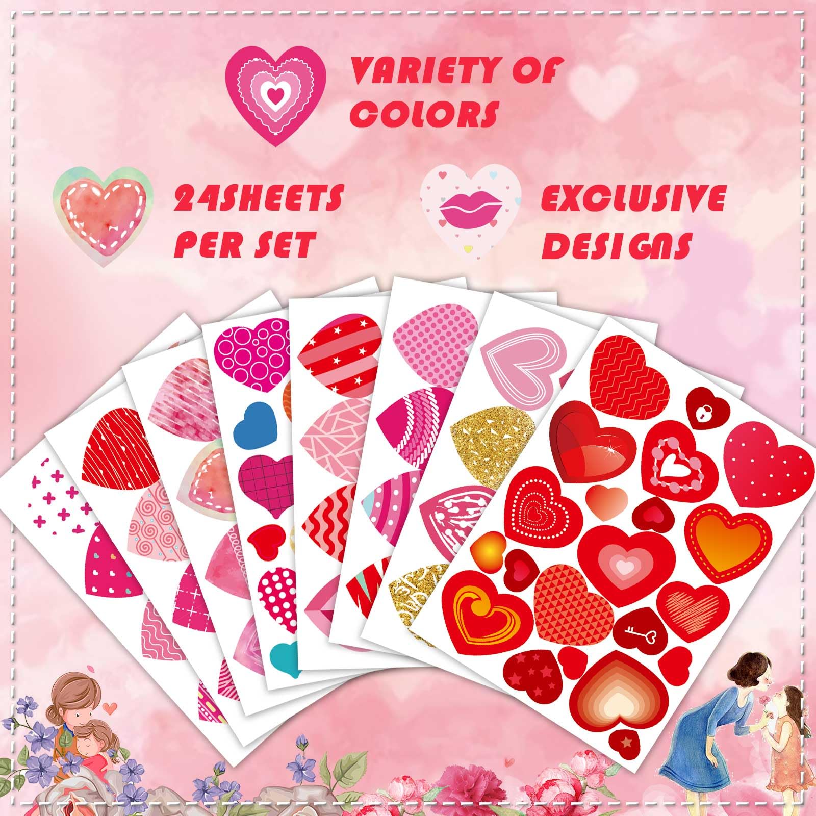 DUJAA heart stickers repositionable backing easy to apply without residue