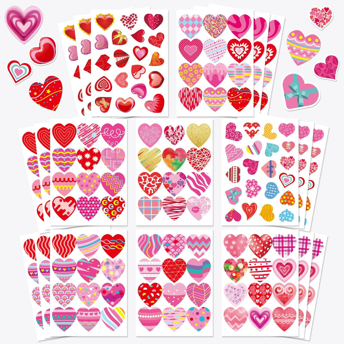 DUJAA heart stickers variety pack for crafts and cards