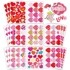 DUJAA heart stickers variety red glitter for Valentine cards and crafts