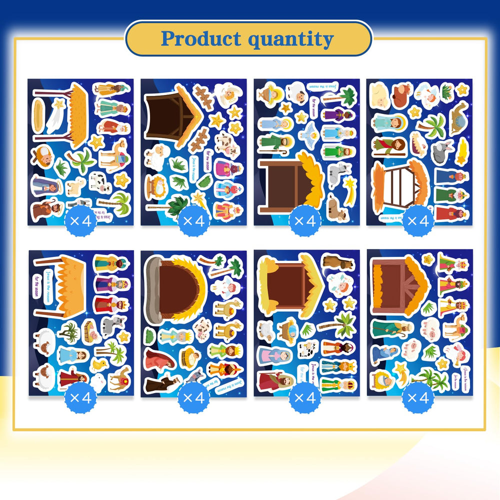 DUJAA Holy Family and animals nativity sticker set for cards and gifts