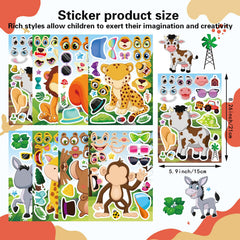 DUJAA lion-squirrel-leopard-monkey stickers—friendly forest animals for kids' projects and rewards.