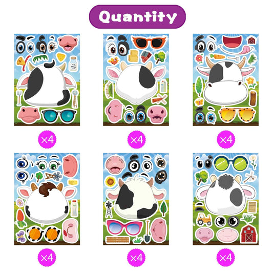 DUJAA make-a-face cow stickers kit for personalized kid crafts.