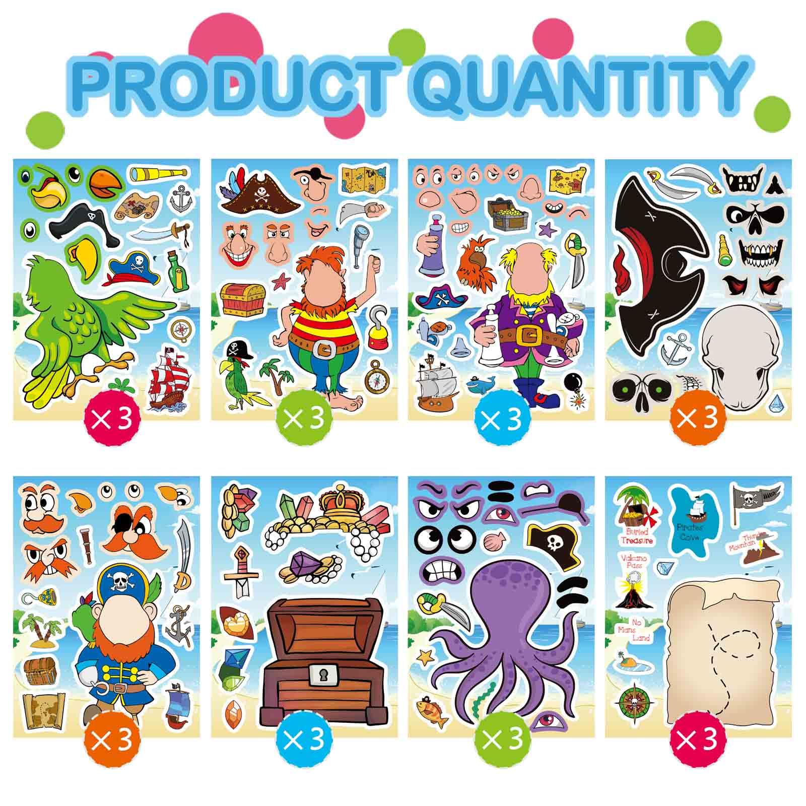 DUJAA make-a-face pirate stickers for imaginative play and creative self-expression.