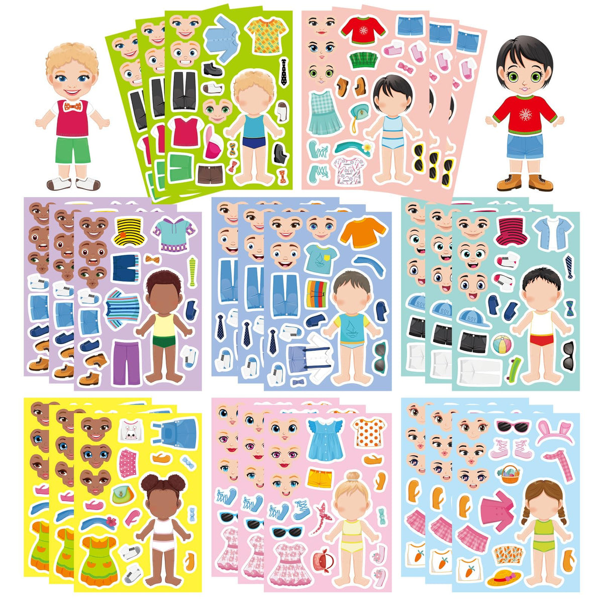 DUJAA Make a Face sticker sheet featuring outfits for creative play