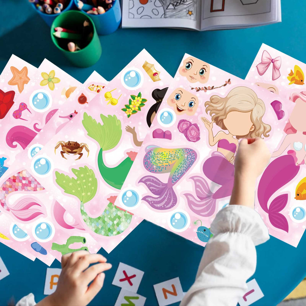 DUJAA Mermaid stickers reusable peel-and-stick without residue.