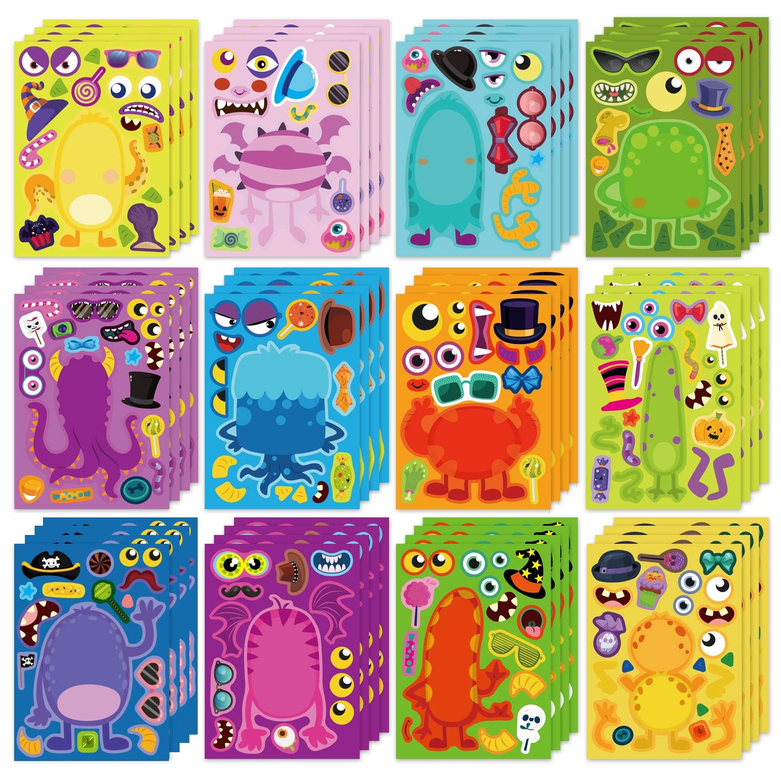 DUJAA monster face stickers pack for DIY crafts and imaginative play.