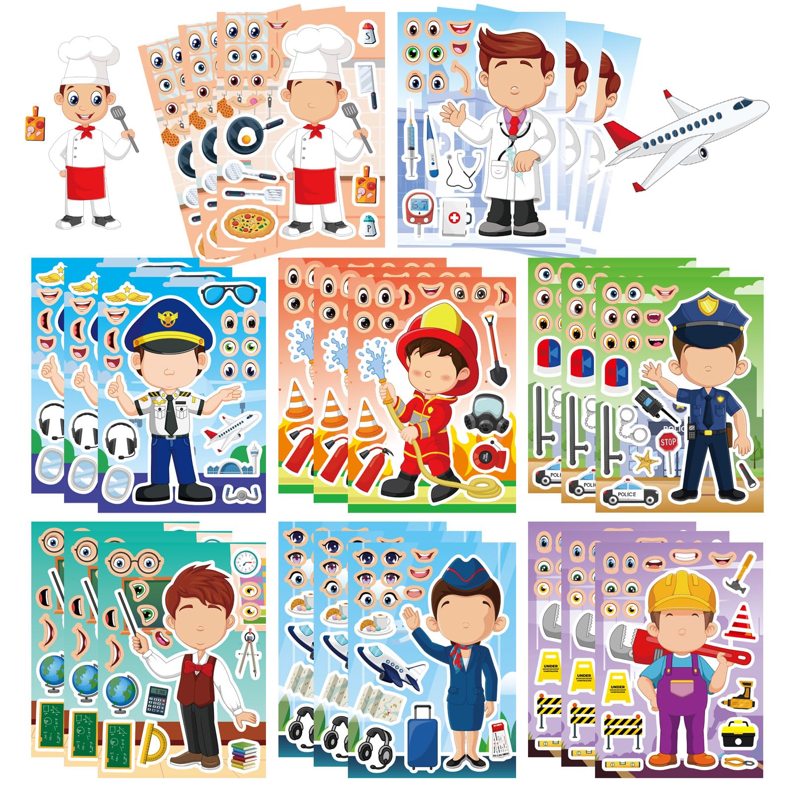 DUJAA firefighter occupation sticker for imaginative play and learning.