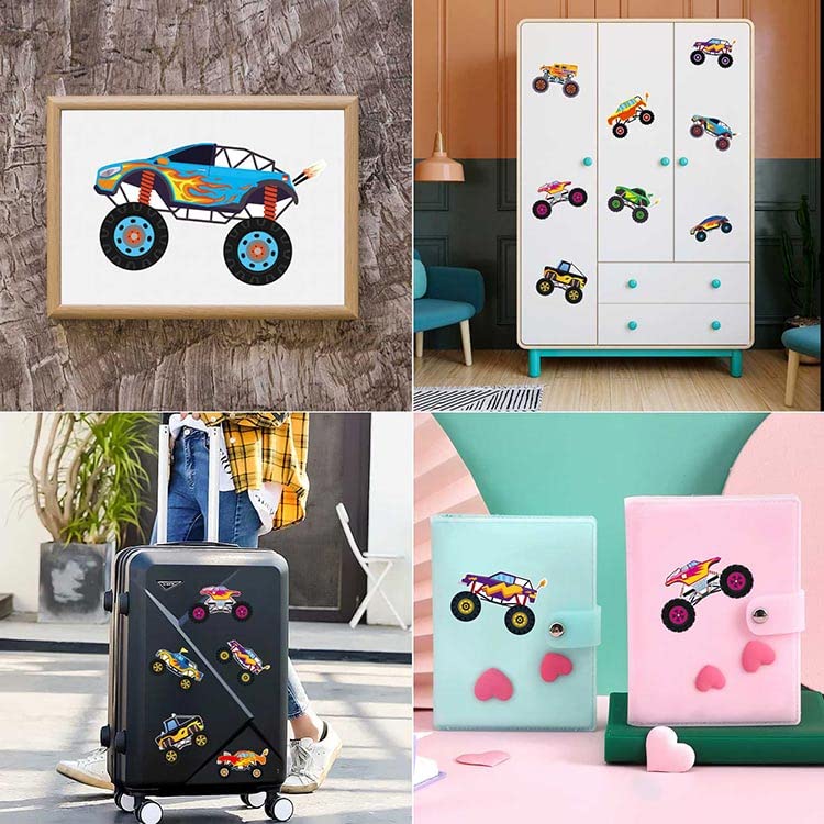 DUJAA monster truck stickers ideal for parties, classrooms, and kid gifts.