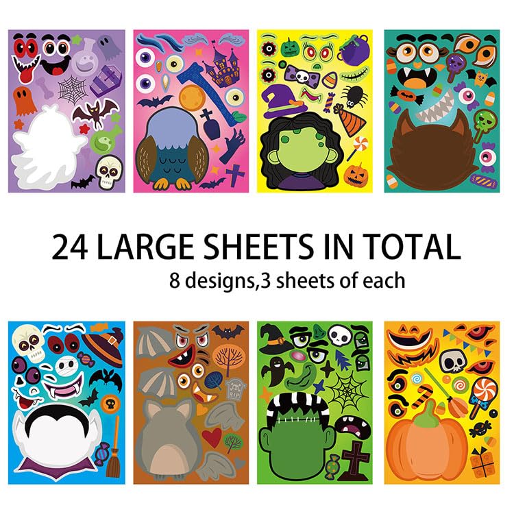 DUJAA Pumpkin face stickers for fun, personalized treat bags and costumes.