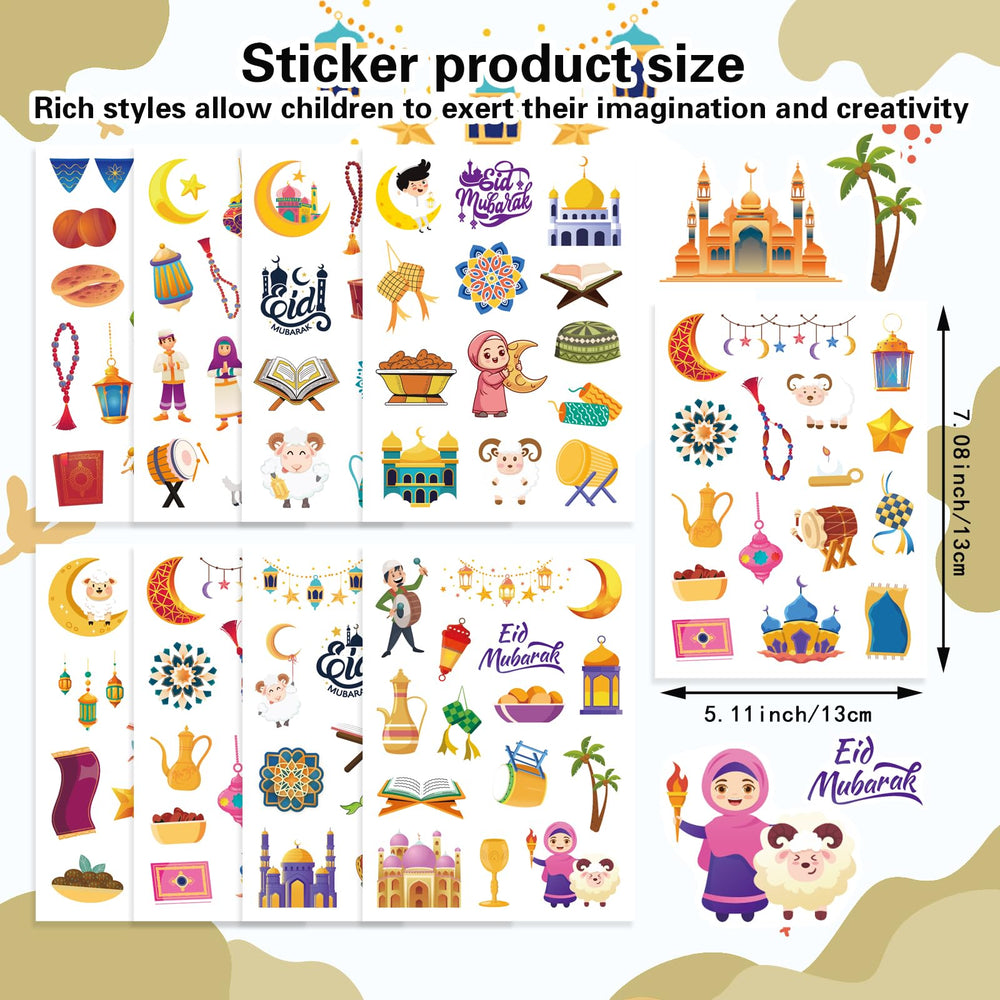 DUJAA Ramadan Eid colorful stickers for kids' creative projects.