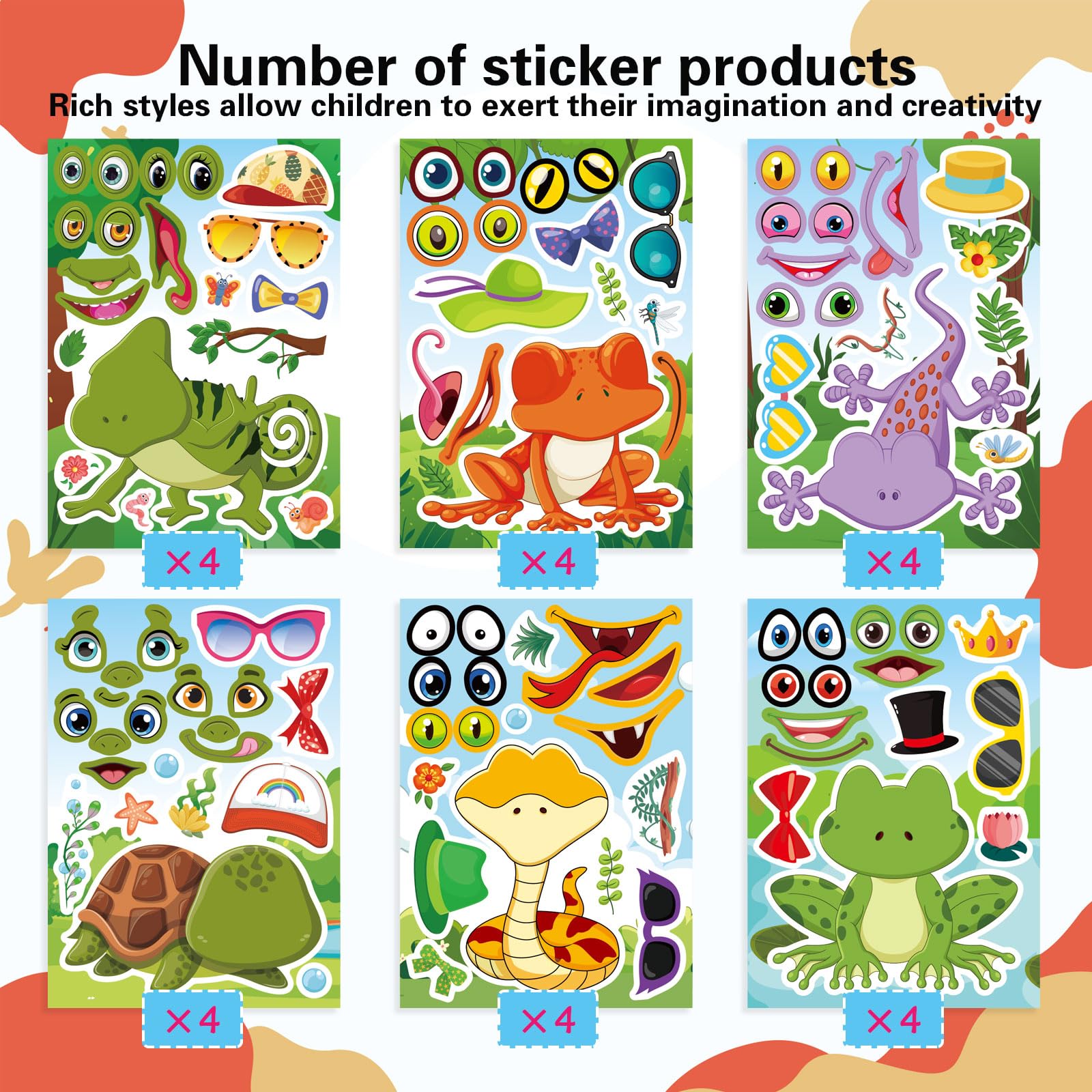 DUJAA reptile Make-a-Face stickers with lizards for imaginative play