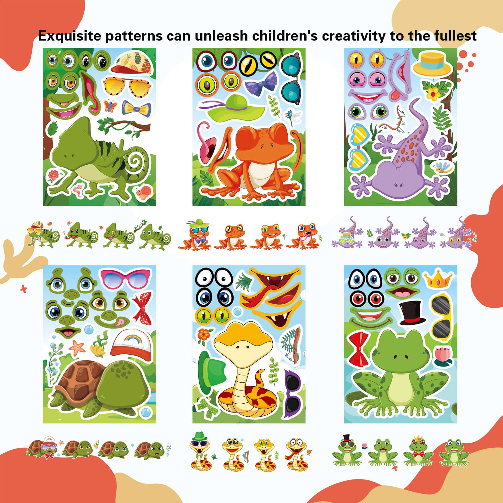 DUJAA reptile Make-a-Face stickers with mix and match options for personalization