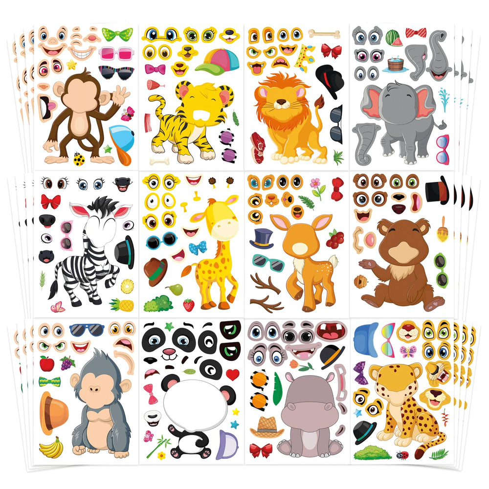 DUJAA Safari animal stickers 48 sheets for kids crafts and party decor.