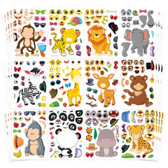 DUJAA Safari animal stickers 48 sheets for kids crafts and party decor.