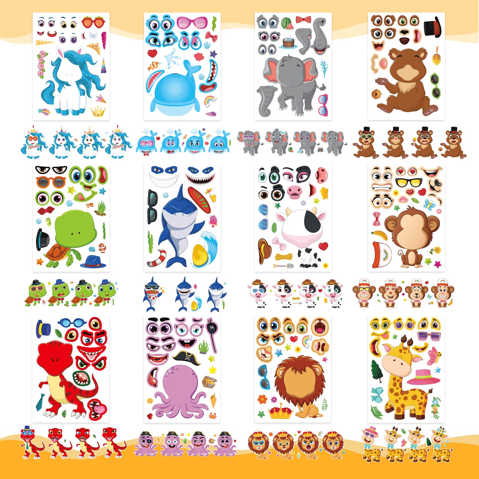 DUJAA sea animals face stickers perfect for playful sticker sheets.