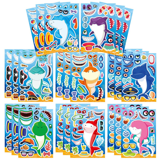 DUJAA shark stickers 24 sheets for kids, ideal for ocean-themed crafts