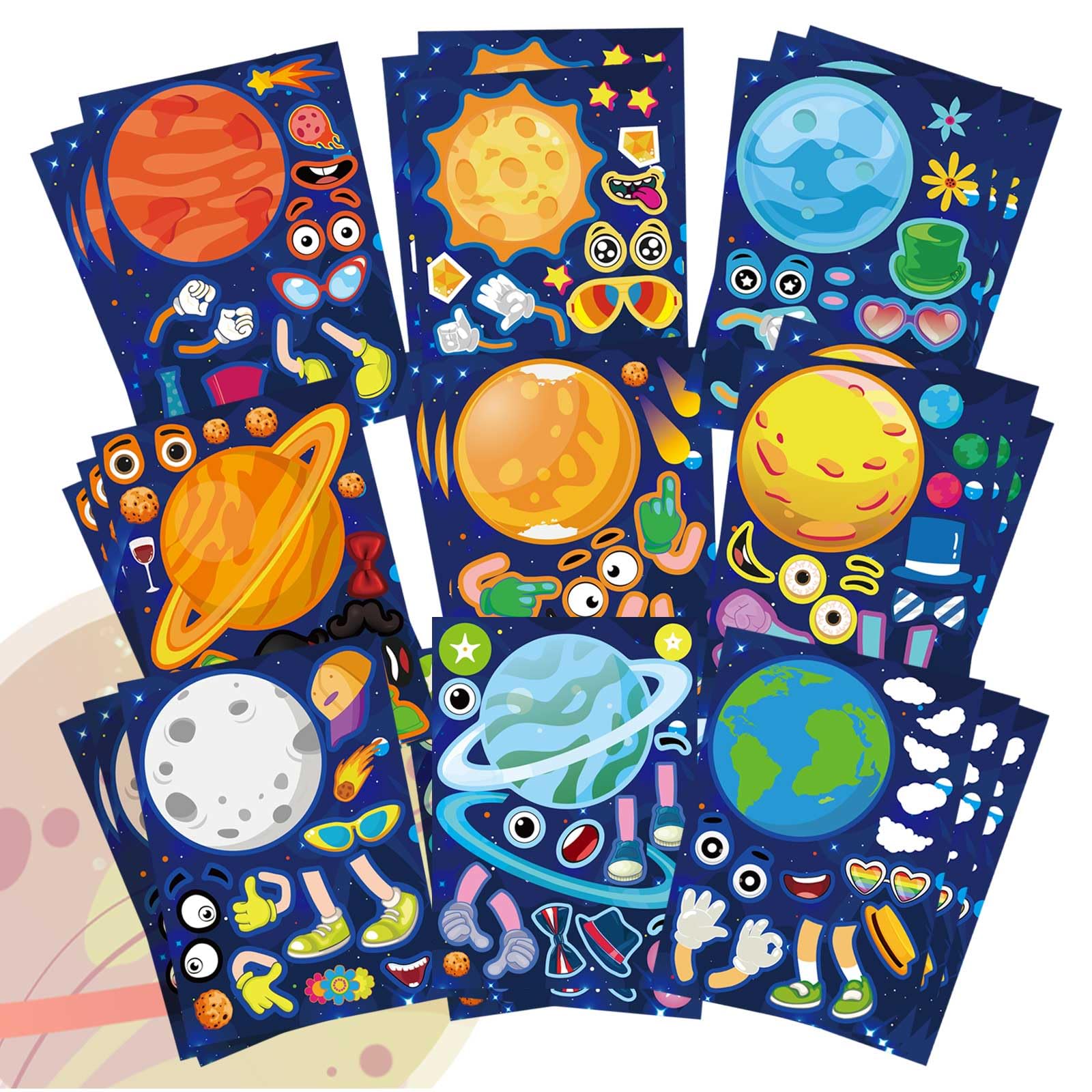 DUJAA space stickers planet sheets for kids, colorful planets spark creative play