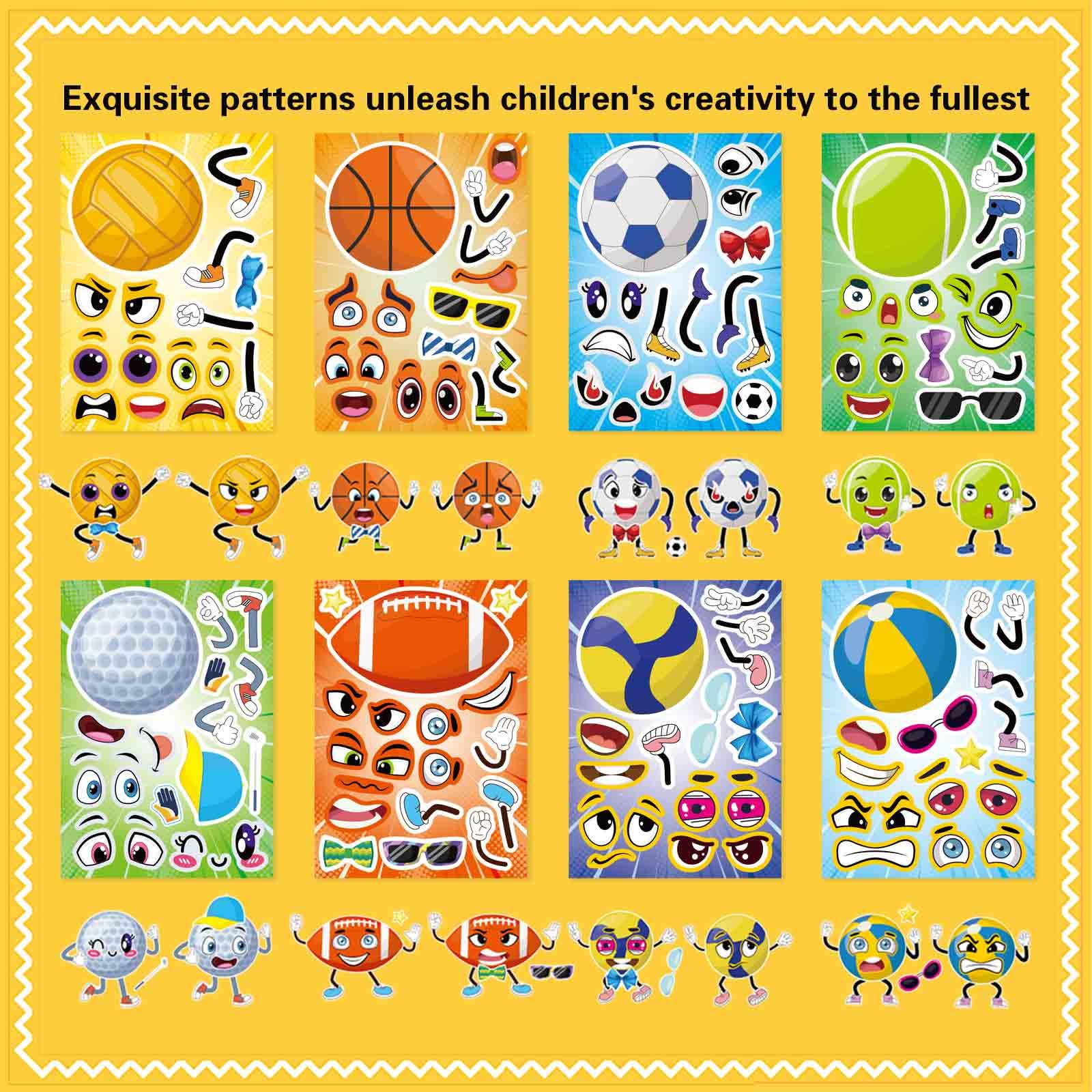 DUJAA 24 PCS stickers for sports-themed events used as party favors.