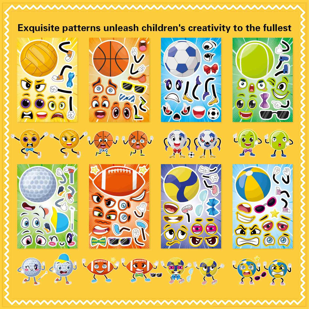 DUJAA 24 PCS stickers for sports-themed events used as party favors.