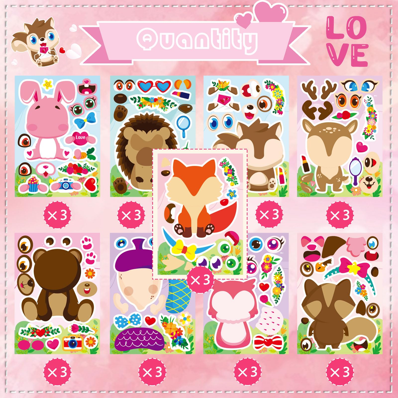 DUJAA Valentine frog face sticker for classroom crafts.