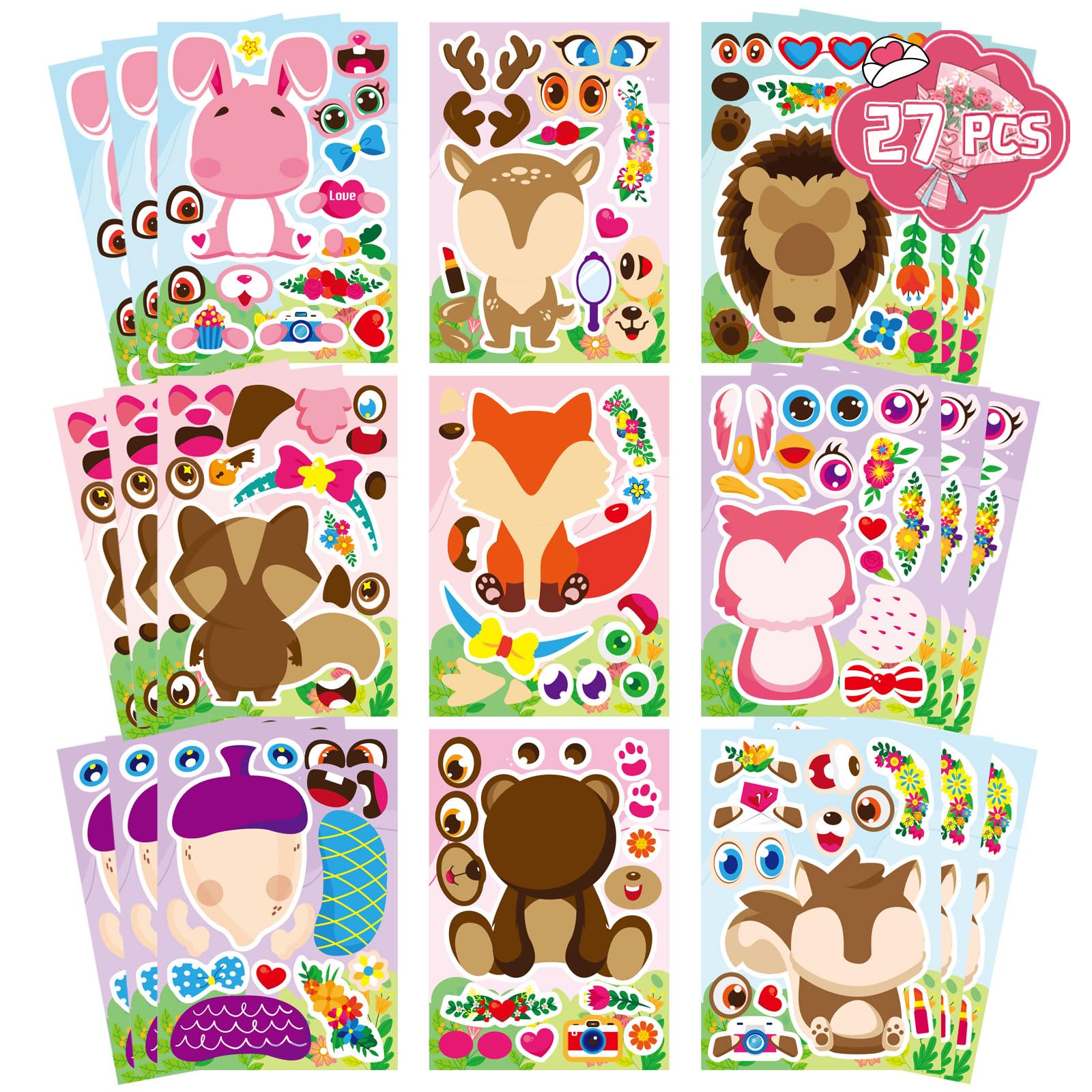 DUJAA Valentine owl face sticker for playful facial designs.