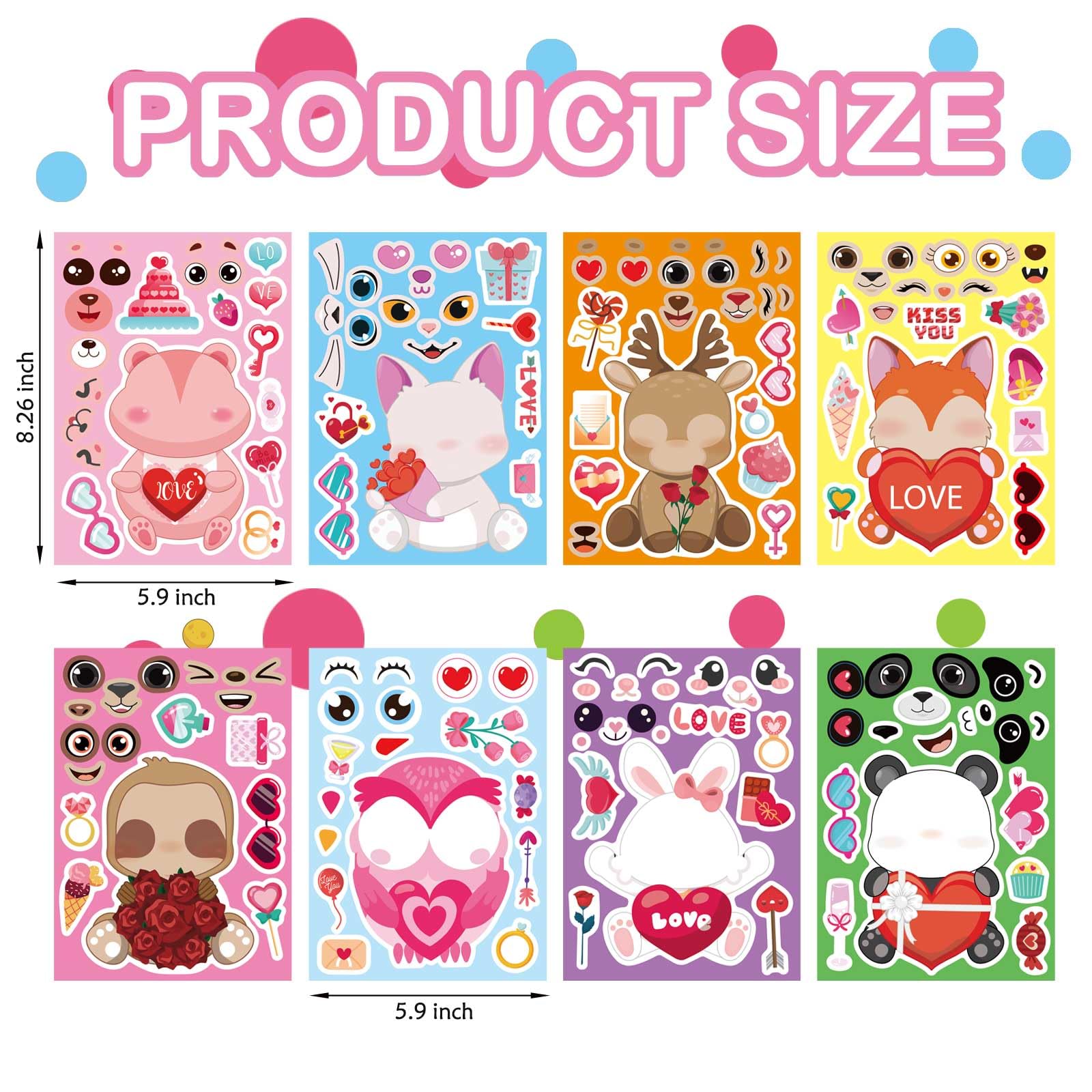 DUJAA valentines bear face stickers for kids, perfect for imaginative cards and gifts.