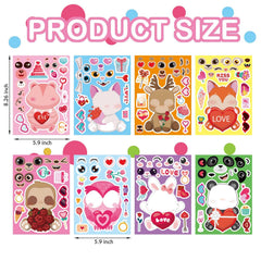 DUJAA valentines bear face stickers for kids, perfect for imaginative cards and gifts.