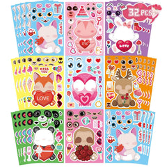 DUJAA valentines owl face stickers for kids, ideal for cute character crafts and gifts.