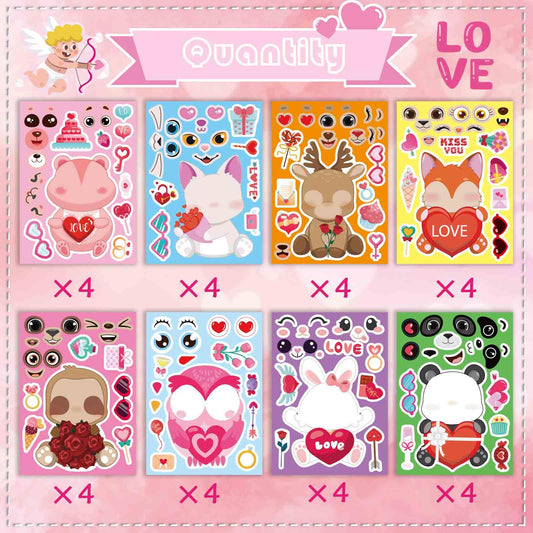 DUJAA valentines rabbit face stickers for kids, great for playful scenes and school projects.