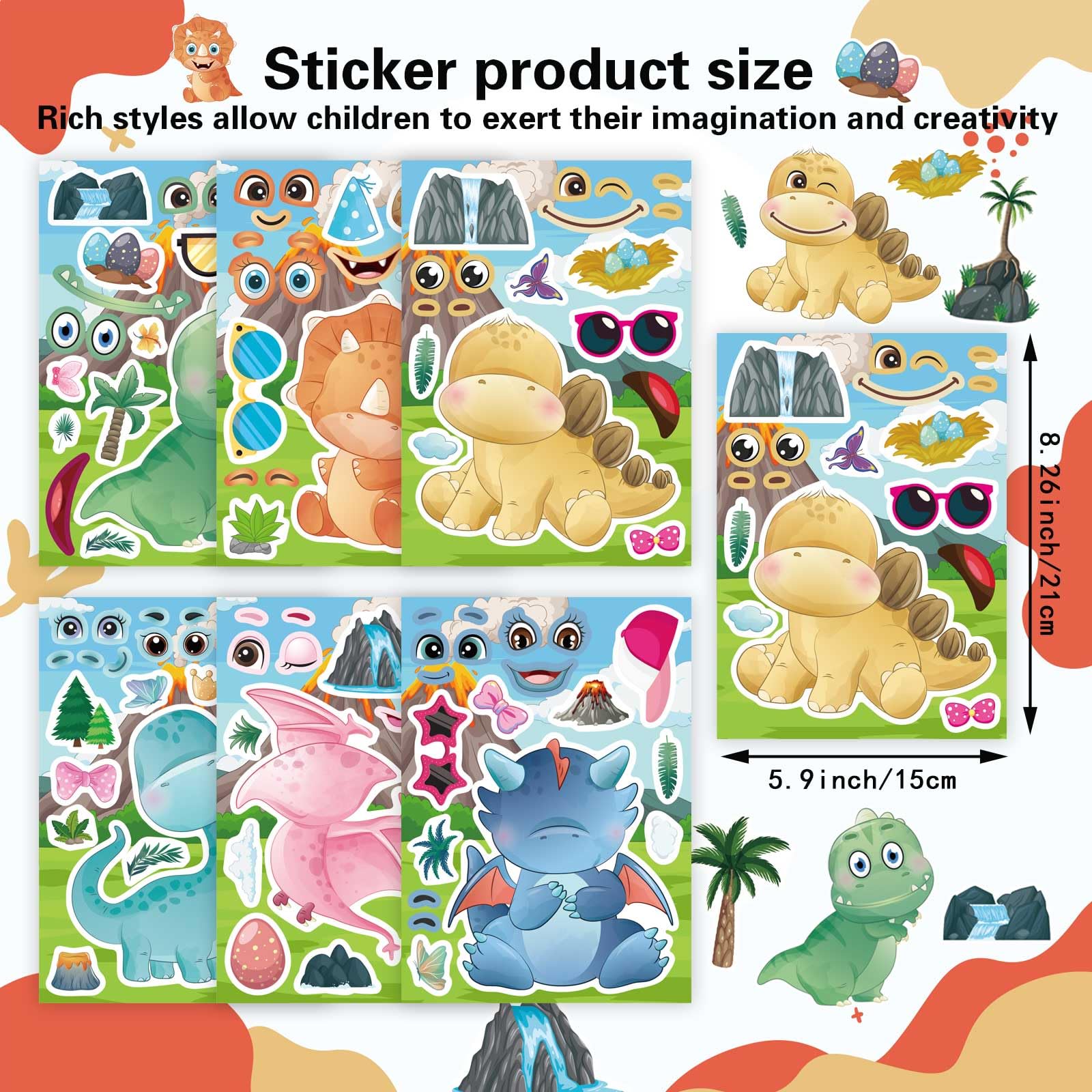 DUJAA waterproof dino stickers on luggage with vibrant colors