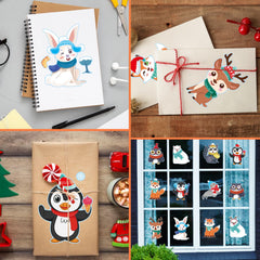 DUJAA winter stickers cocoa cup design for warm gift tags and party favors