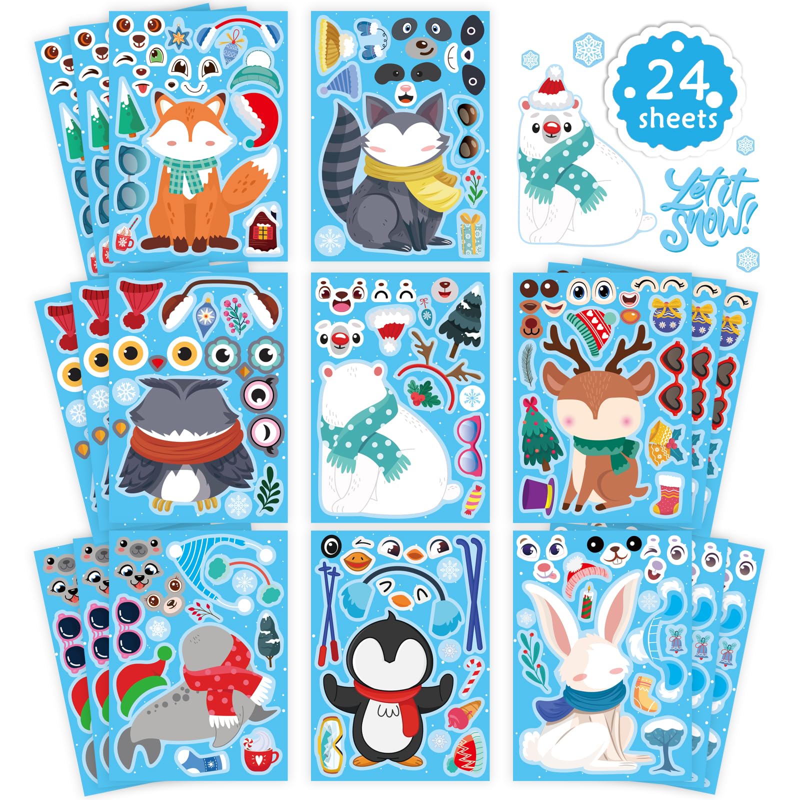 DUJAA winter stickers snowman design for kids crafts and festive gift decoration