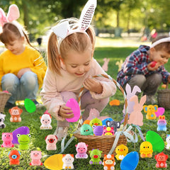 DULEFUN animal squishies inside colorful eggs for easy visibility.